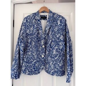 Talbots Paisley Batik Print Lightweight Summer Blazer Jacket